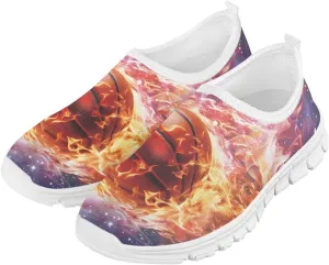 Slip On Casual Shoes for Boys Girls Breathable Mesh Walking Shoes Loafers Lightweight Non Slip Running Sneakers White Sole Size 11-15
