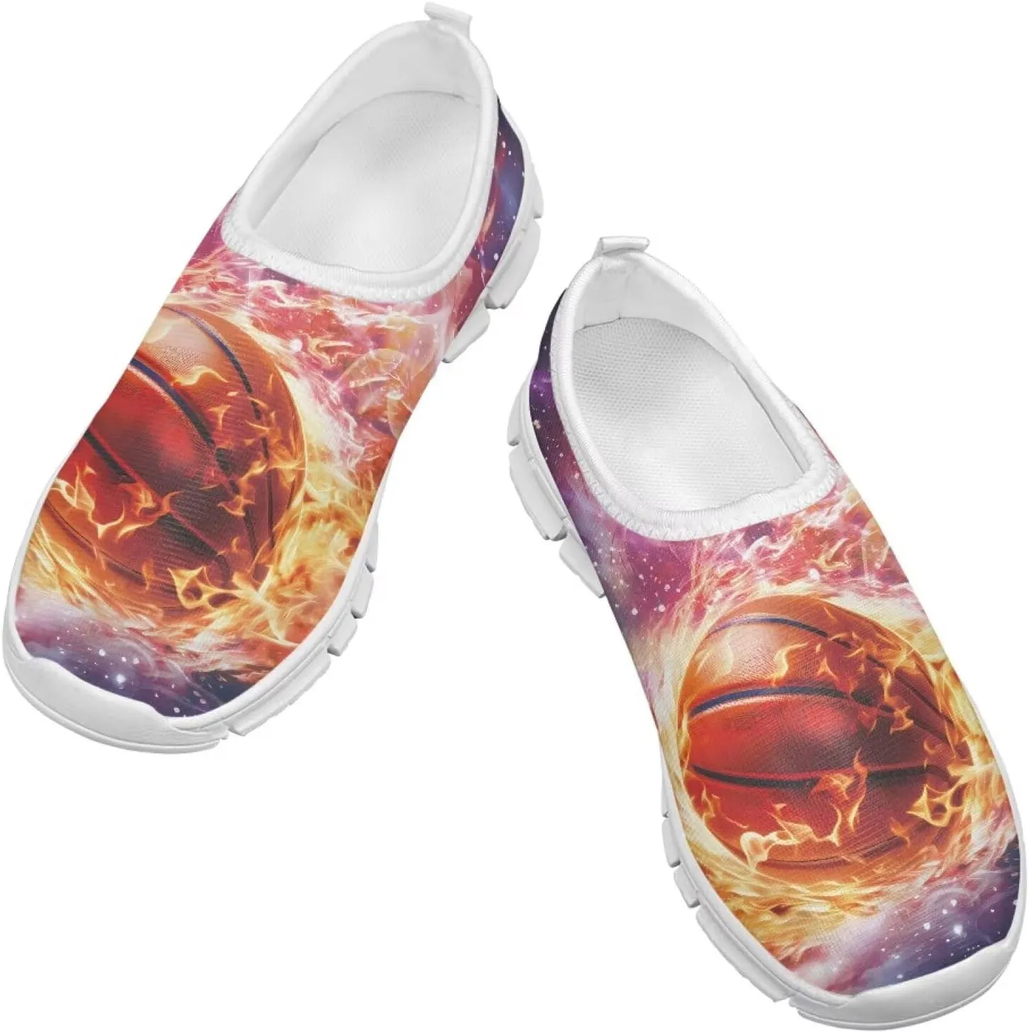 Slip On Casual Shoes for Boys Girls Breathable Mesh Walking Shoes Loafers Lightweight Non Slip Running Sneakers White Sole Size 11-15