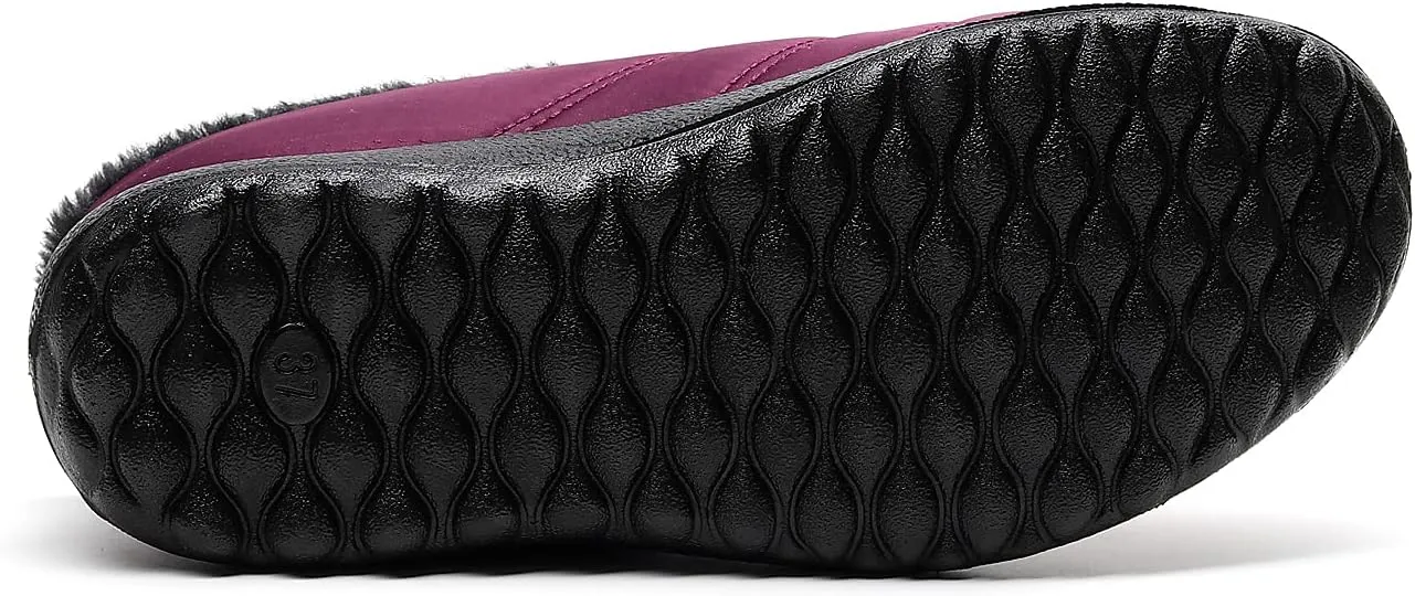 Slippers for Women Men, Fur Lined Indoor Bedroom Mules Comfort Outdoor Anti-Skid Plush House Shoes Slip On Comfortable Backless Snow Boots