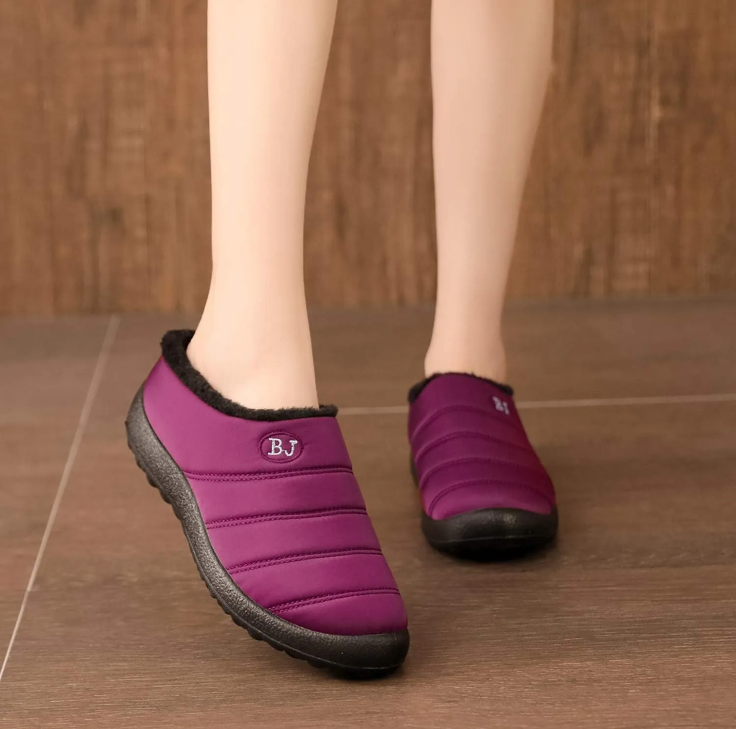 Slippers for Women Men, Fur Lined Indoor Bedroom Mules Comfort Outdoor Anti-Skid Plush House Shoes Slip On Comfortable Backless Snow Boots