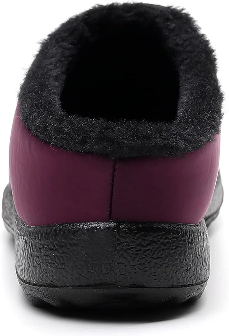 Slippers for Women Men, Fur Lined Indoor Bedroom Mules Comfort Outdoor Anti-Skid Plush House Shoes Slip On Comfortable Backless Snow Boots