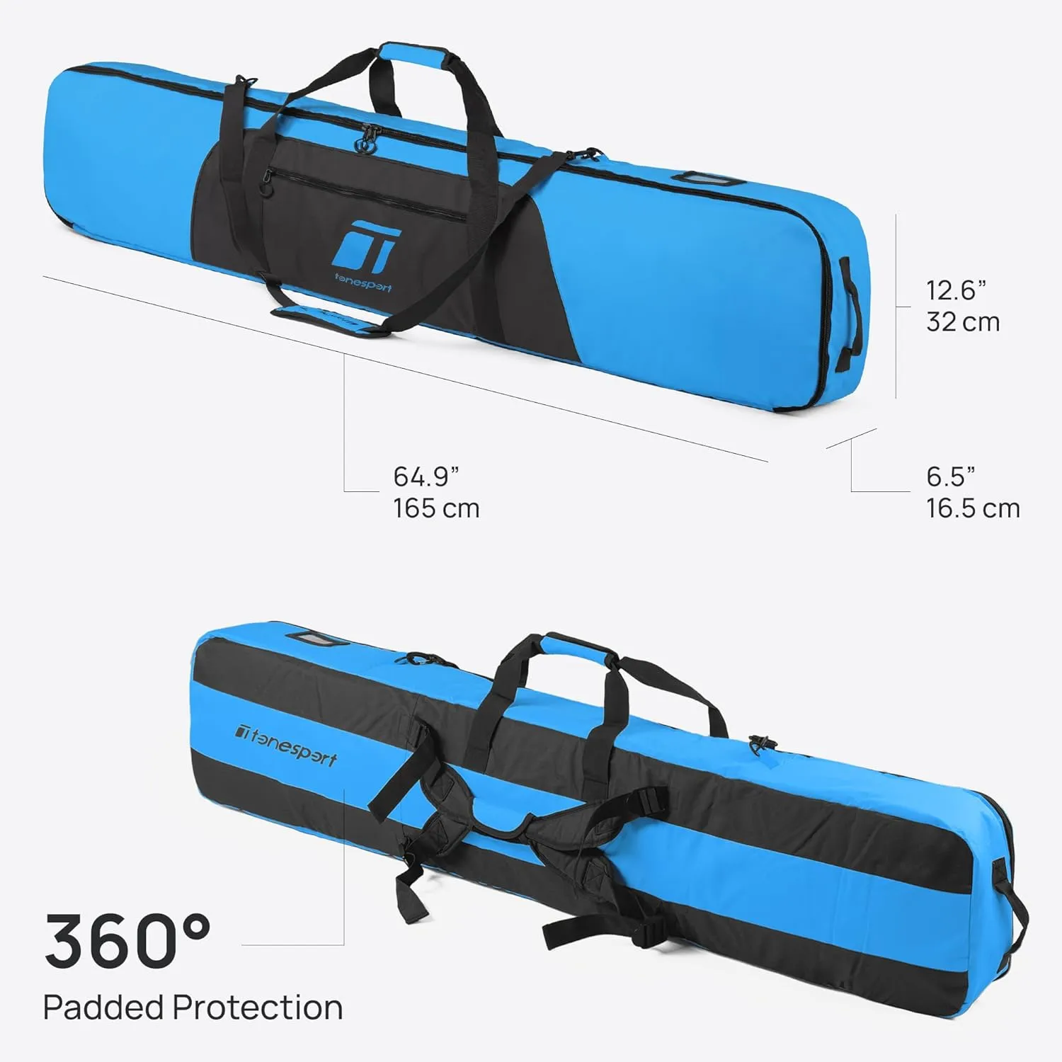 Snowboard Bag For Air Travel - Padded Snowboard Bag - Waterproof and Fully Padded Snowboarding Travel Bag For Flying - Up to 165 CM Snowboards