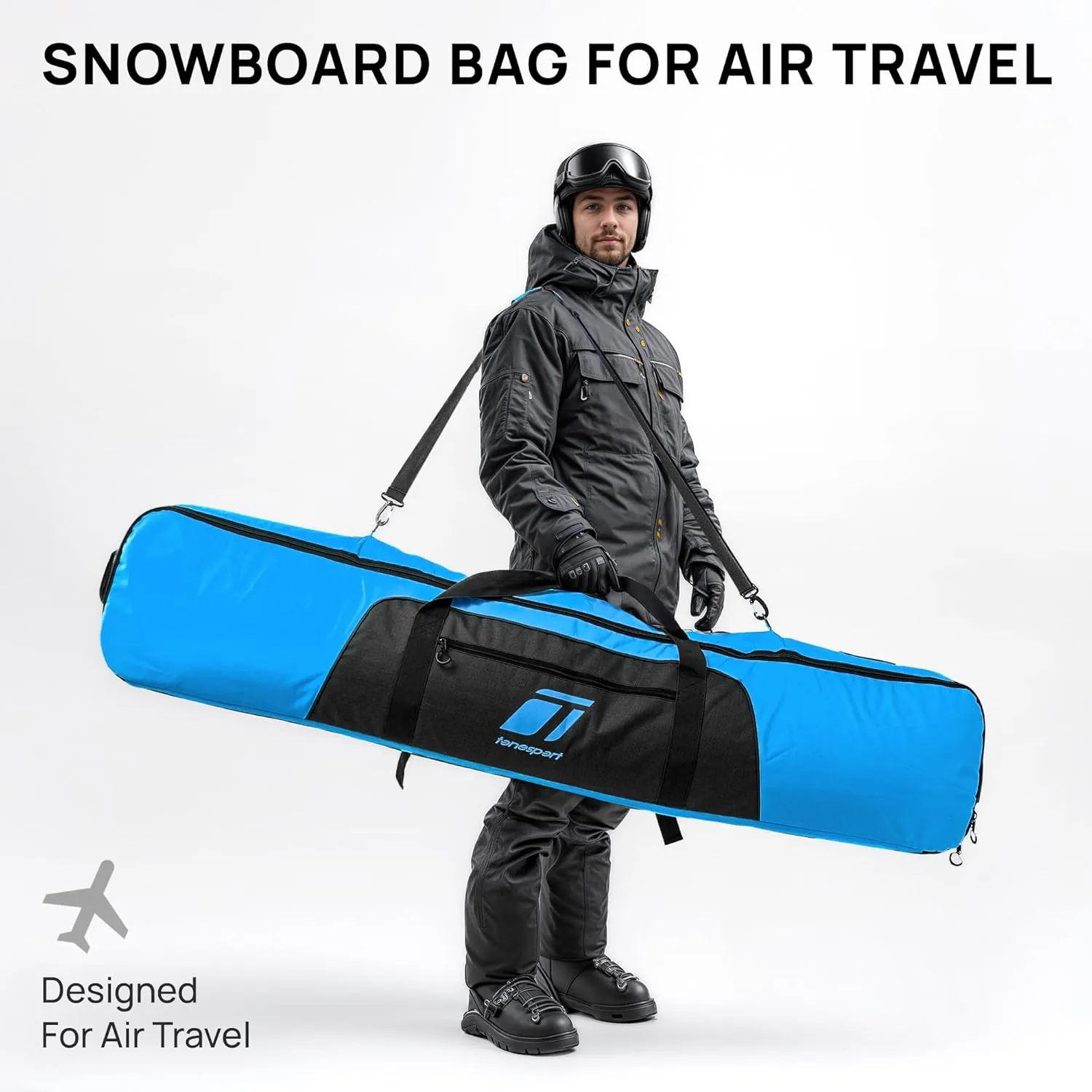Snowboard Bag For Air Travel - Padded Snowboard Bag - Waterproof and Fully Padded Snowboarding Travel Bag For Flying - Up to 165 CM Snowboards
