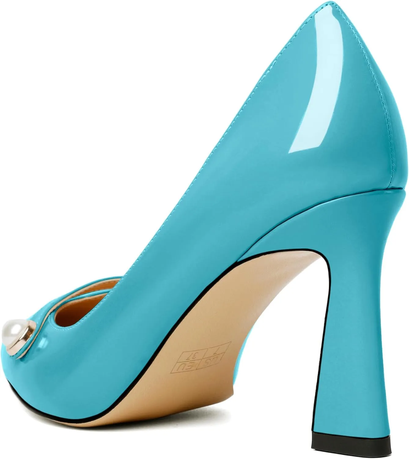 Soireelady Women High Stiletto Heel Pumps Pointed Toe Sexy Slip On 3.4 Inch Closed Toe Pearl Loafers Comfort Shoes for Wedding Office Evening