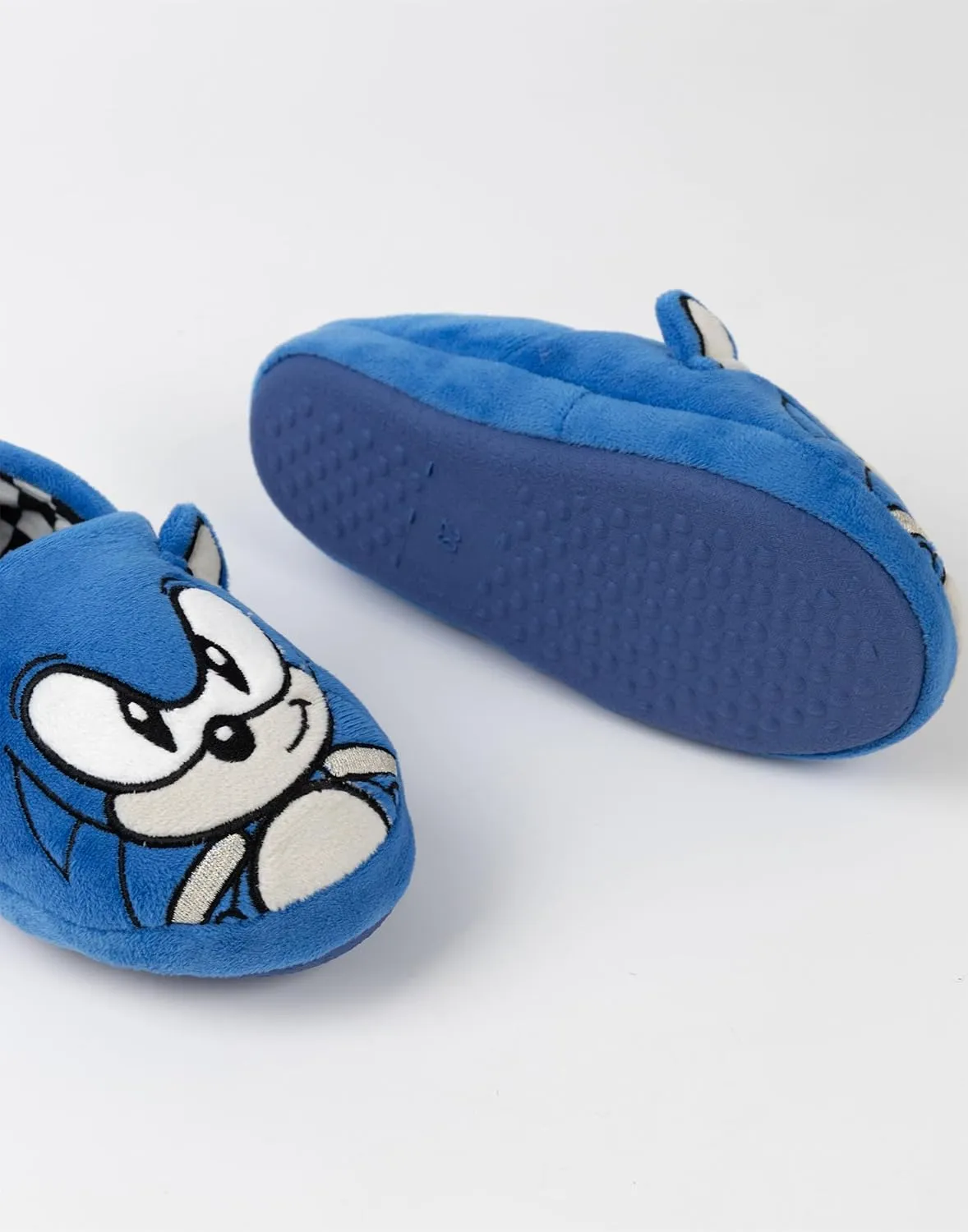 Sonic The Hedgehog Kids Slippers | Blue Plush Pyjamas Shoes with Embroidered Face & 3D Ears | Boys Girls Toy House Mules