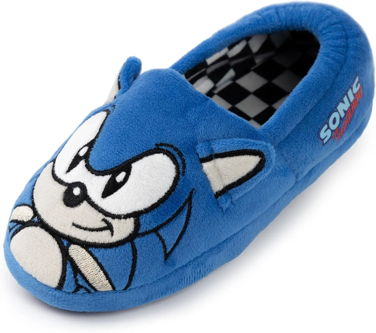 Sonic The Hedgehog Kids Slippers | Blue Plush Pyjamas Shoes with Embroidered Face & 3D Ears | Boys Girls Toy House Mules