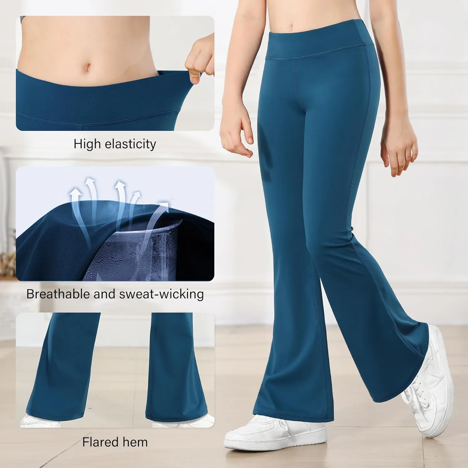 Stelle Girl's Flare Leggings High Waisted Yoga Pants Bootcut Dance Casual Pants Activewear Kids Bell Bottoms