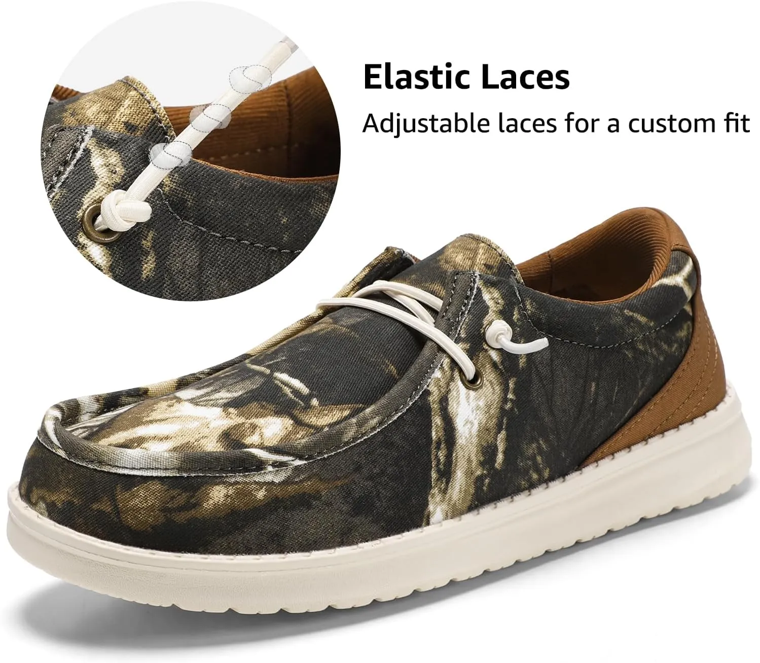 STQ Men's Orthopedic Lace up Loafers Ultralight Casual Boat Shoes with Arch Support
