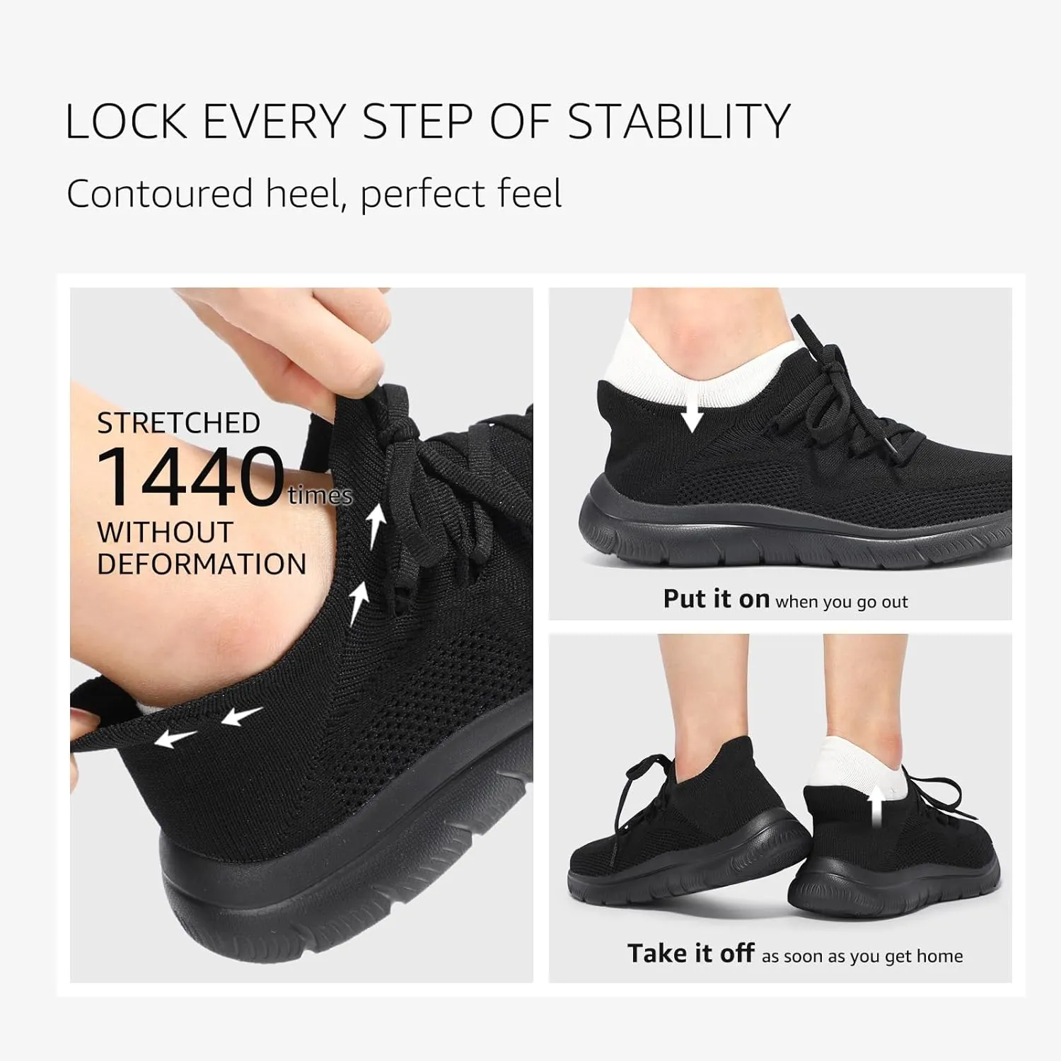 STQ Tennis Shoes Womens Slip on Walking Sneakers for Gym Workout