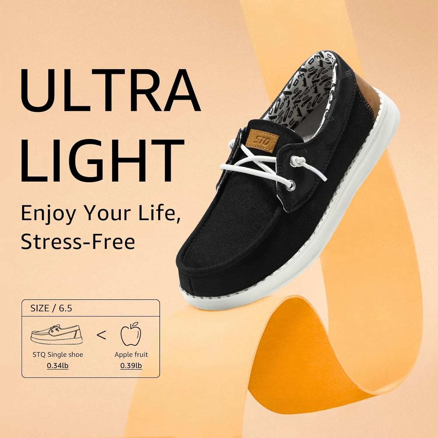 STQ Women's Boat Shoes with Orthopedic Insole Slip On Business Casual Shoes for Plantar Fasciitis Lightweight Loafers