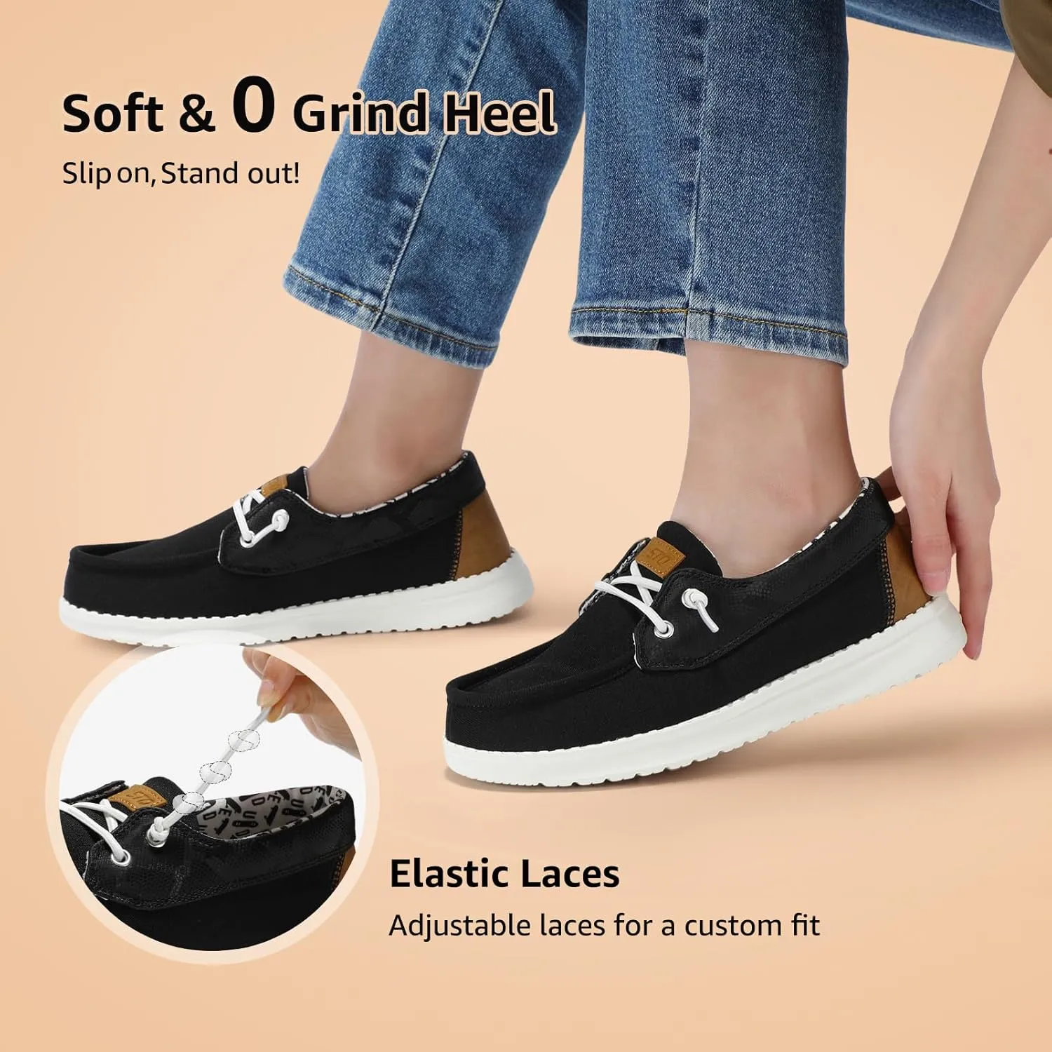STQ Women's Boat Shoes with Orthopedic Insole Slip On Business Casual Shoes for Plantar Fasciitis Lightweight Loafers
