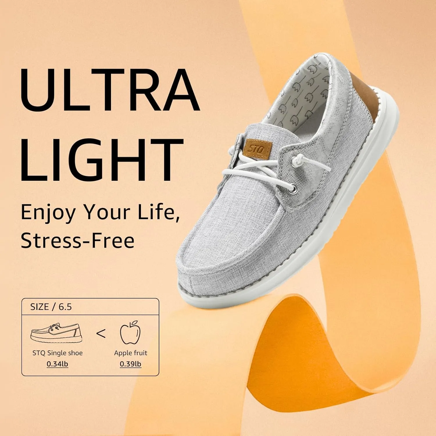 STQ Women's Boat Shoes with Orthopedic Insole Slip On Business Casual Shoes for Plantar Fasciitis Lightweight Loafers