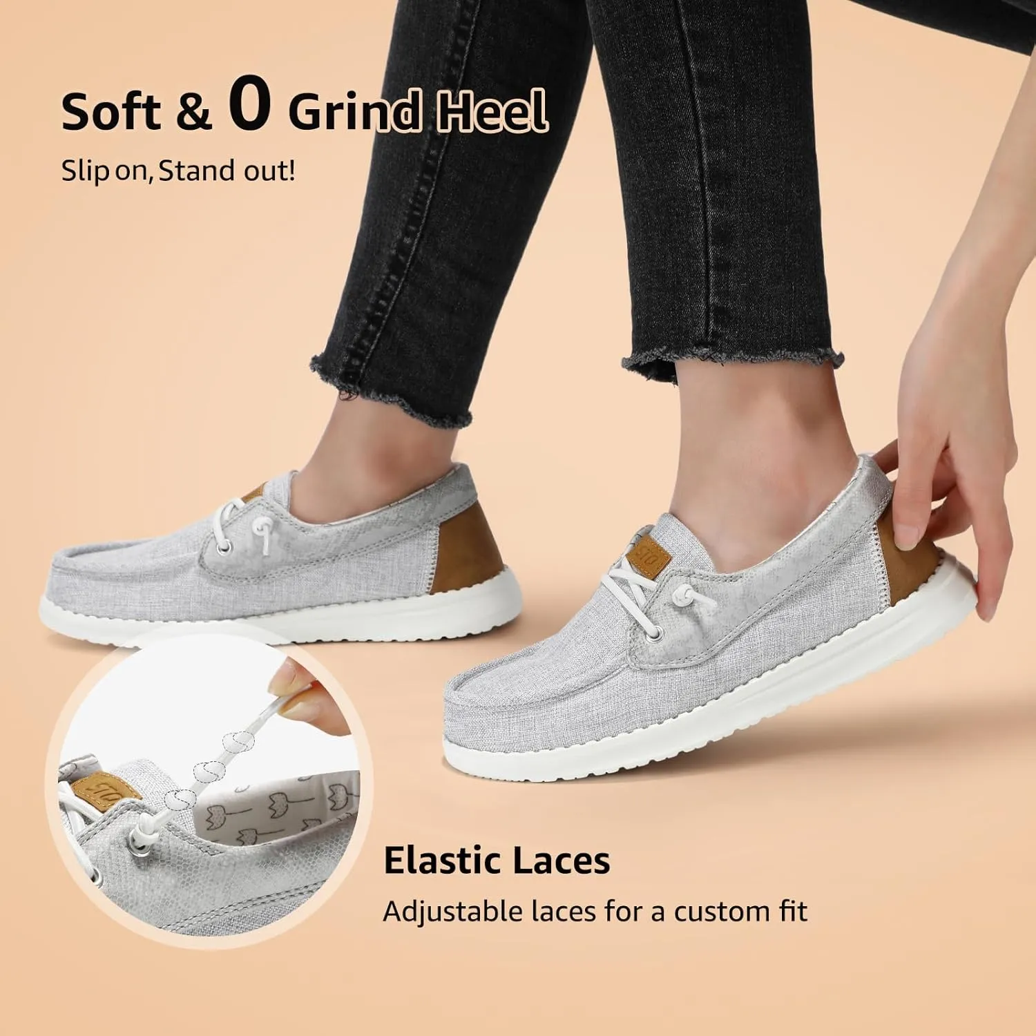 STQ Women's Boat Shoes with Orthopedic Insole Slip On Business Casual Shoes for Plantar Fasciitis Lightweight Loafers