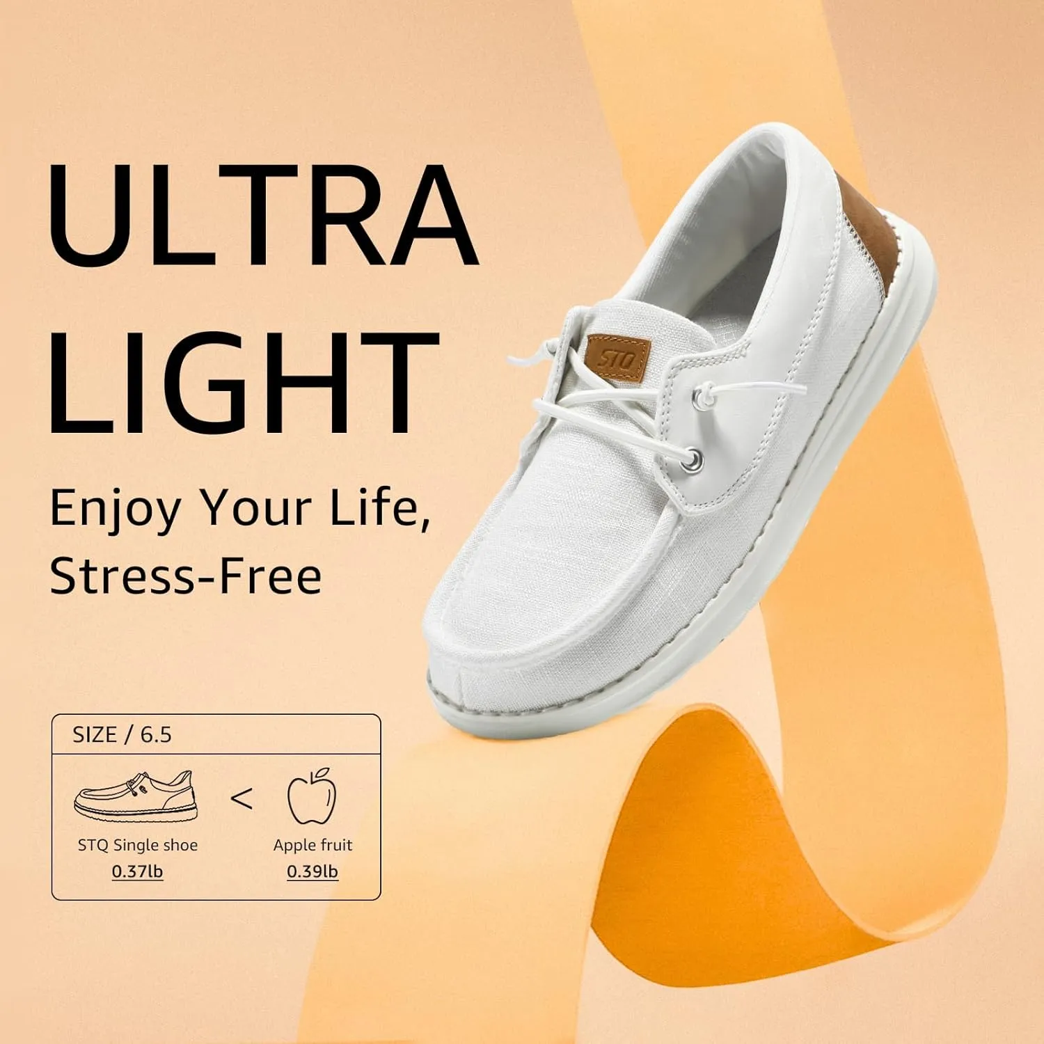 STQ Women's Boat Shoes with Orthopedic Insole Slip On Business Casual Shoes for Plantar Fasciitis Lightweight Loafers