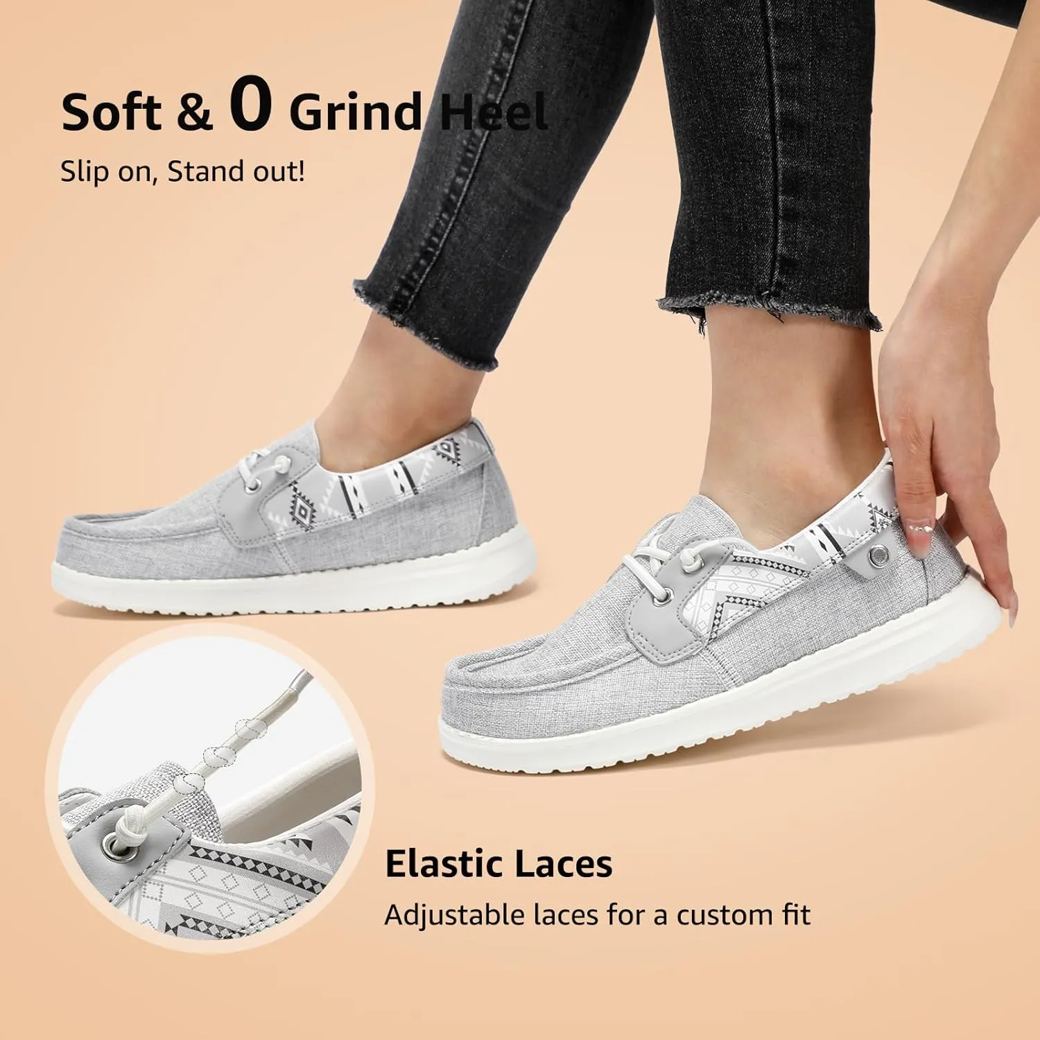 STQ Women's Boat Shoes with Orthopedic Insole Slip On Business Casual Shoes for Plantar Fasciitis Lightweight Loafers