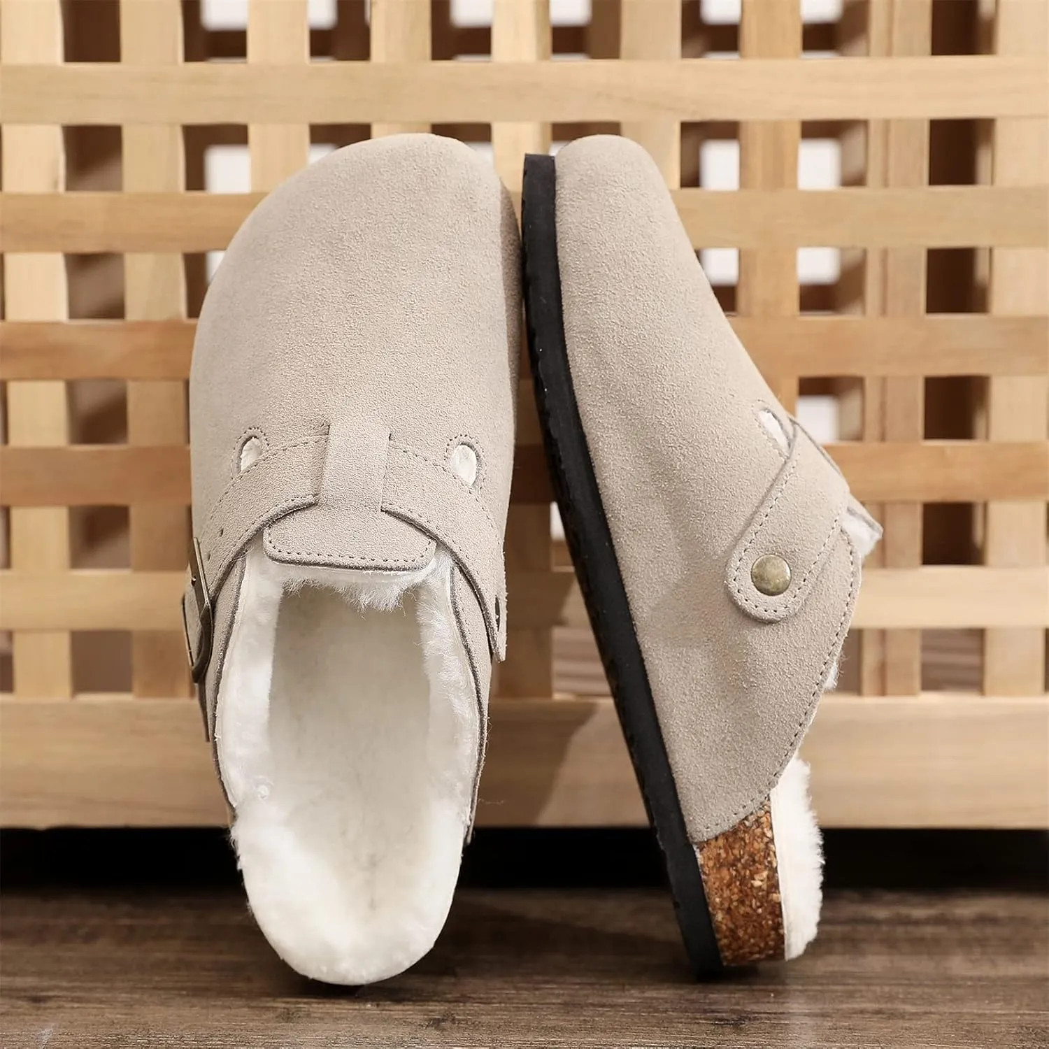 Suede Clogs For Women,Womens Clogs&Mules Indoor Outdoor Fuzzy House Slipers With Arch Support