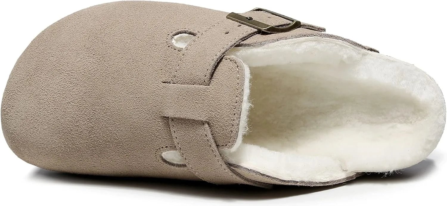 Suede Clogs For Women,Womens Clogs&Mules Indoor Outdoor Fuzzy House Slipers With Arch Support