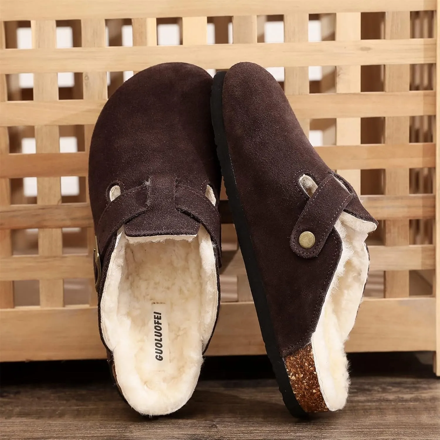 Suede Clogs For Women,Womens Clogs&Mules Indoor Outdoor Fuzzy House Slipers With Arch Support
