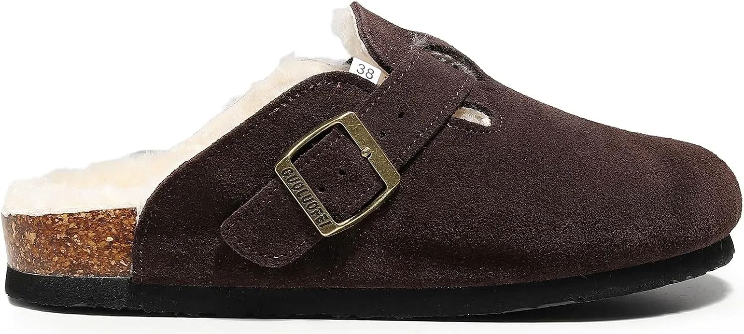 Suede Clogs For Women,Womens Clogs&Mules Indoor Outdoor Fuzzy House Slipers With Arch Support