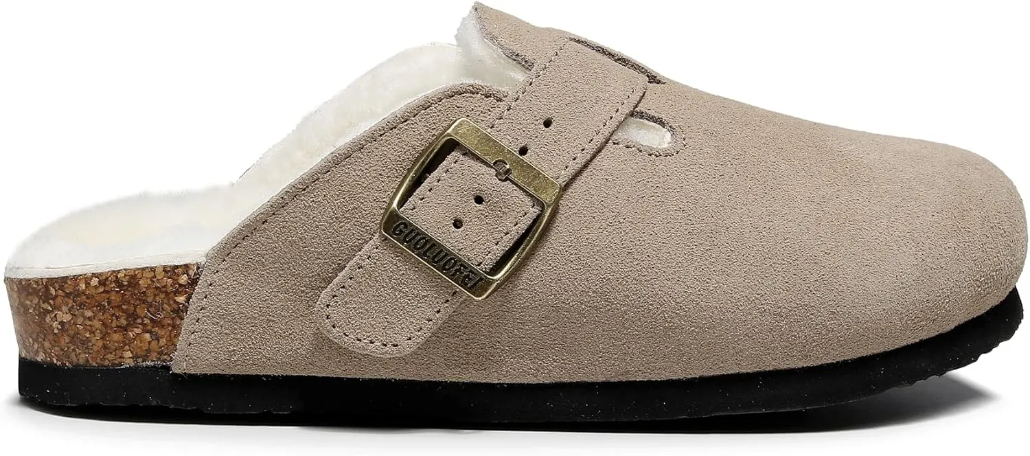 Suede Clogs For Women,Womens Clogs&Mules Indoor Outdoor Fuzzy House Slipers With Arch Support