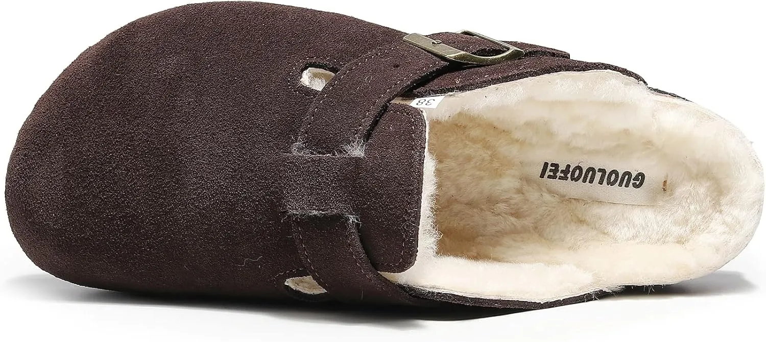 Suede Clogs For Women,Womens Clogs&Mules Indoor Outdoor Fuzzy House Slipers With Arch Support