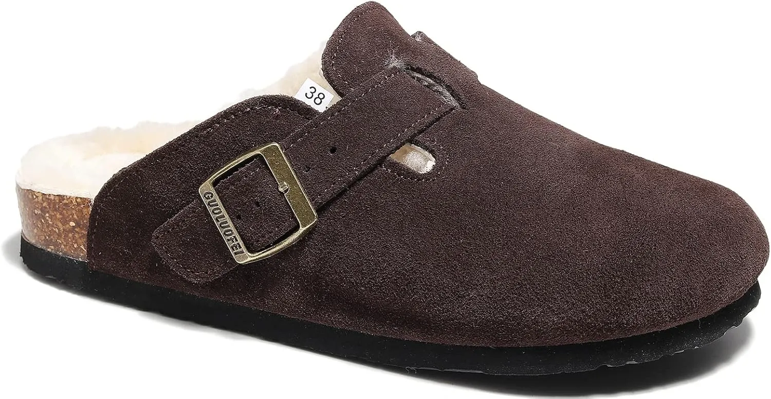 Suede Clogs For Women,Womens Clogs&Mules Indoor Outdoor Fuzzy House Slipers With Arch Support