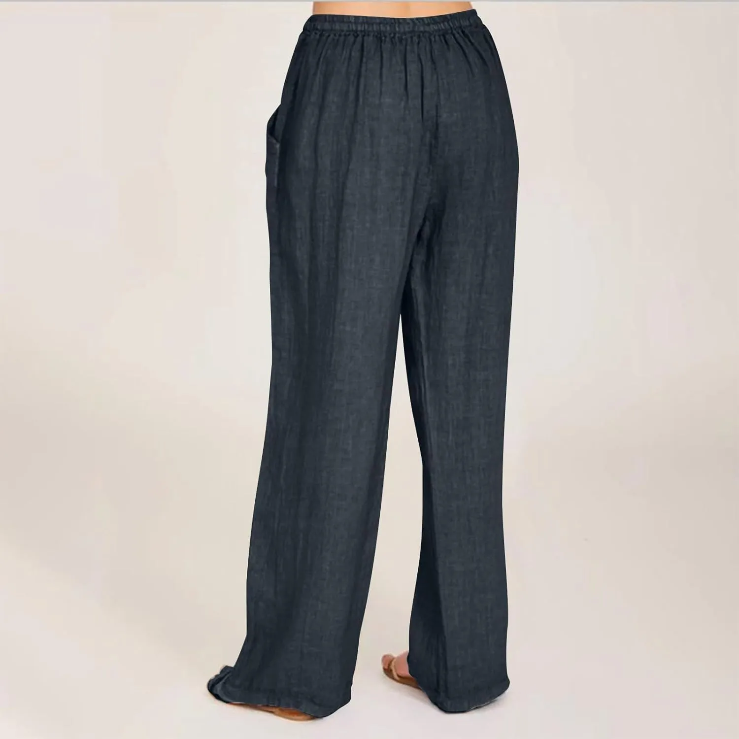Summer Causal Pants for Women Trendy 2025 High Waisted Drawstring Lounge Trousers Flowy Boho Beach Pant Outfits