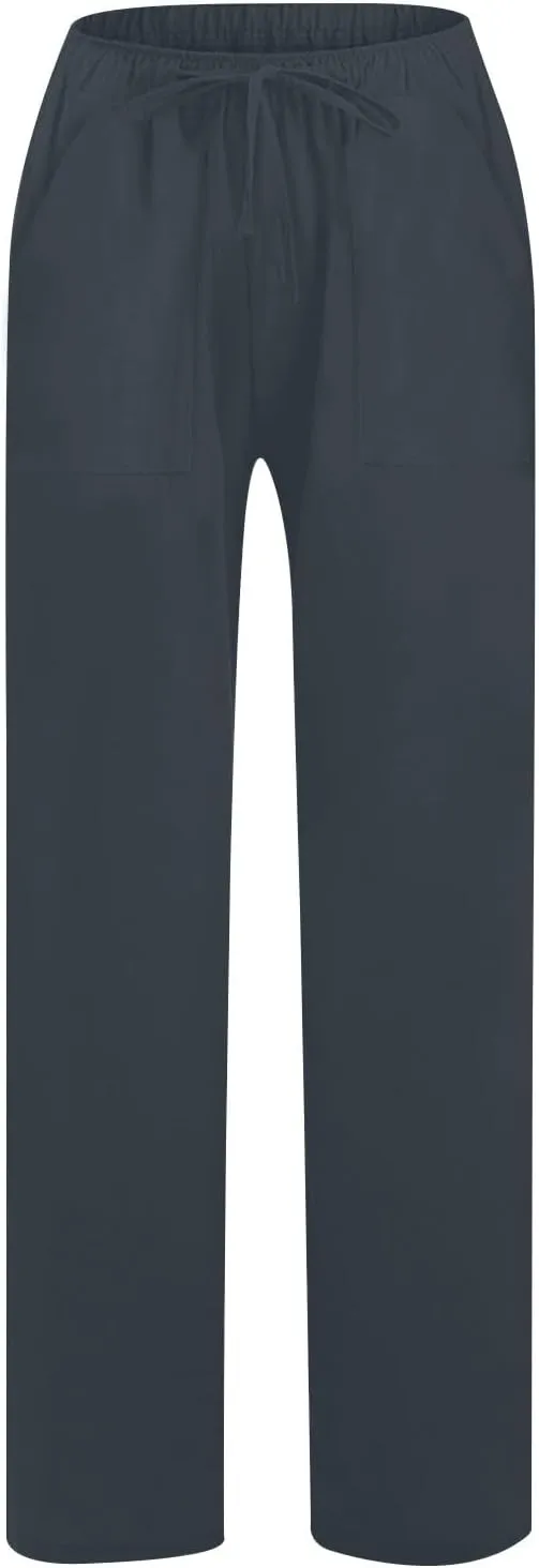 Summer Causal Pants for Women Trendy 2025 High Waisted Drawstring Lounge Trousers Flowy Boho Beach Pant Outfits