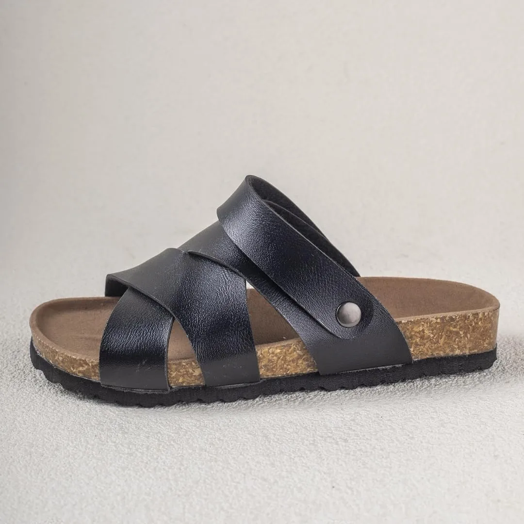 Summer Kids Crossing Cork Footbed Sandals Beach Slides Open Toe Flat for Boys Girls