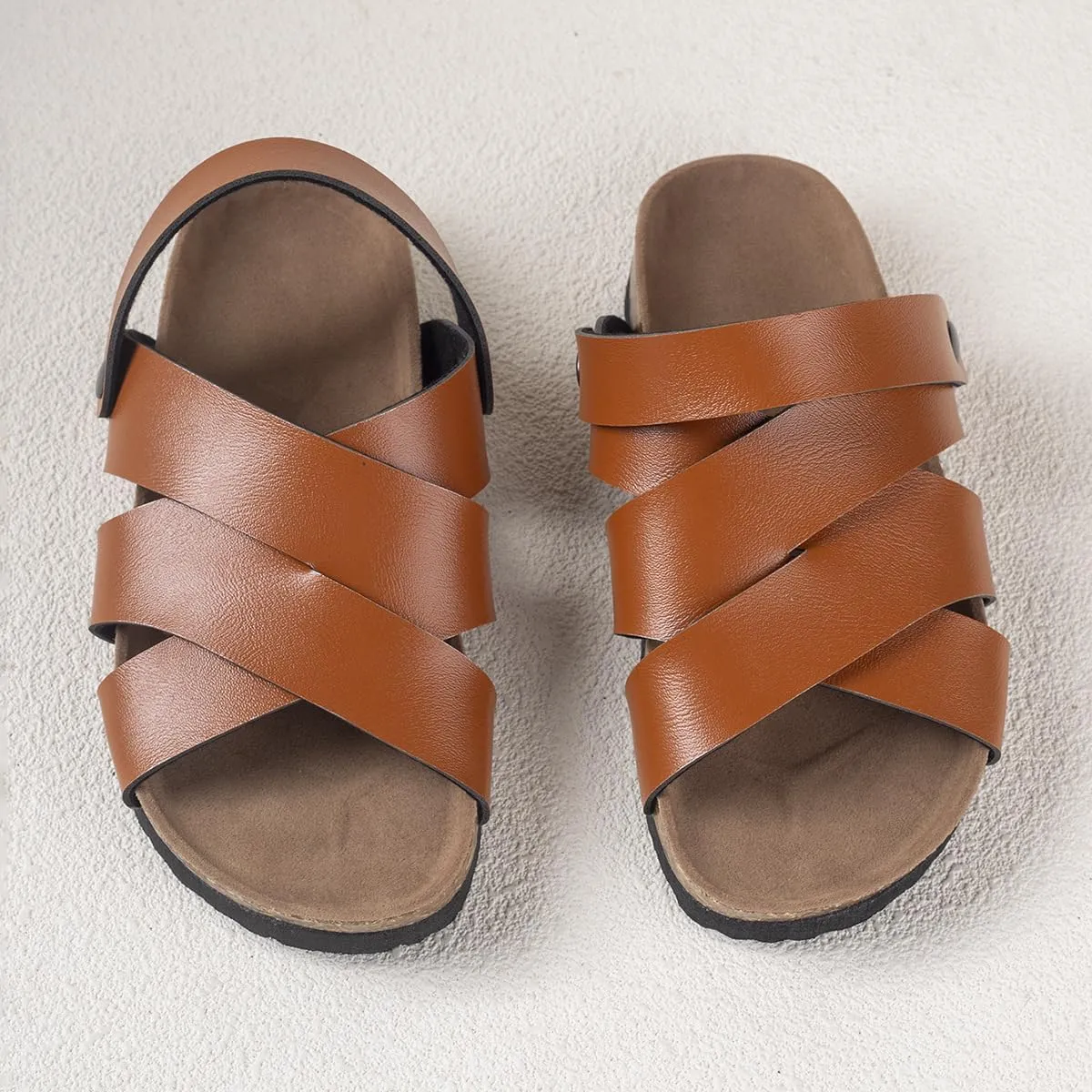 Summer Kids Crossing Cork Footbed Sandals Beach Slides Open Toe Flat for Boys Girls