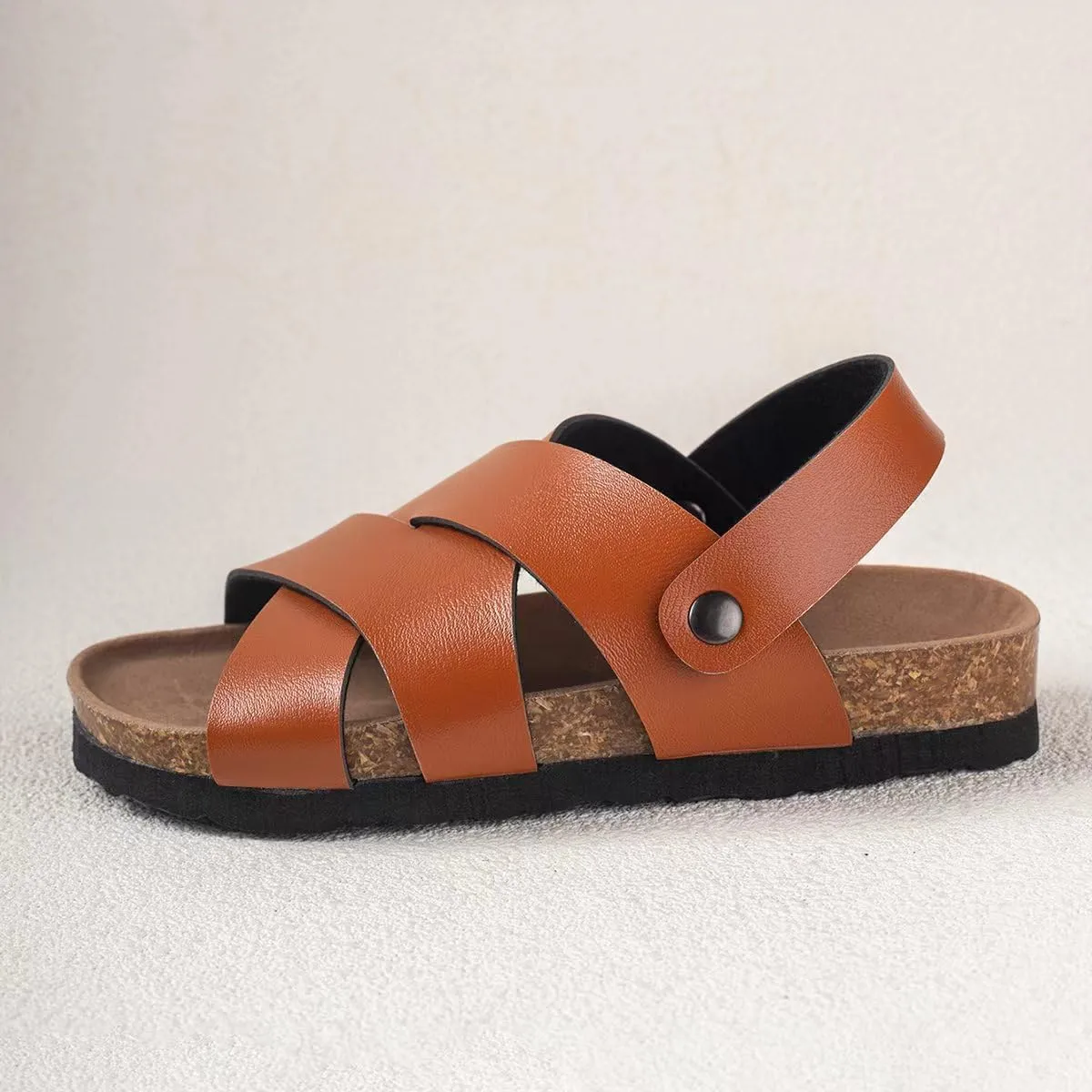 Summer Kids Crossing Cork Footbed Sandals Beach Slides Open Toe Flat for Boys Girls