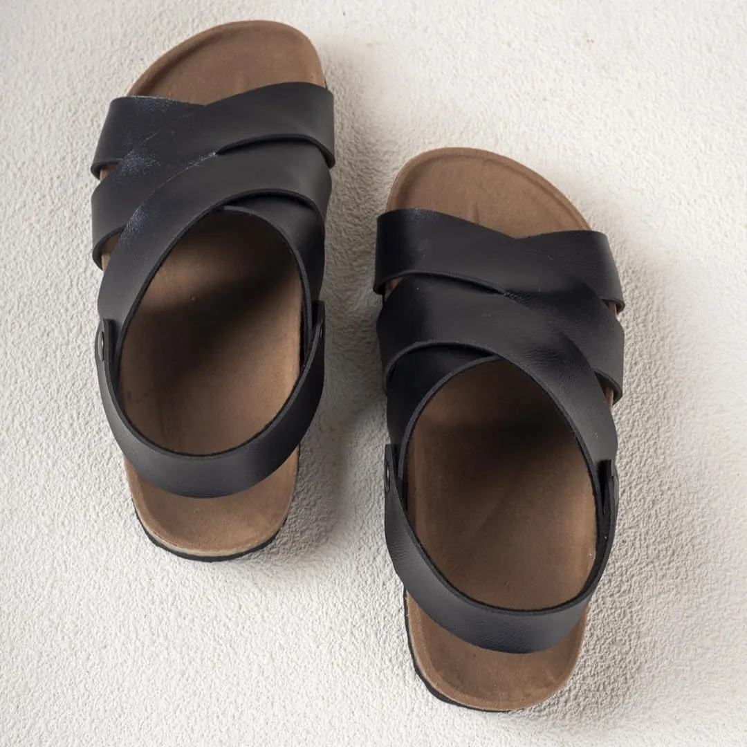 Summer Kids Crossing Cork Footbed Sandals Beach Slides Open Toe Flat for Boys Girls