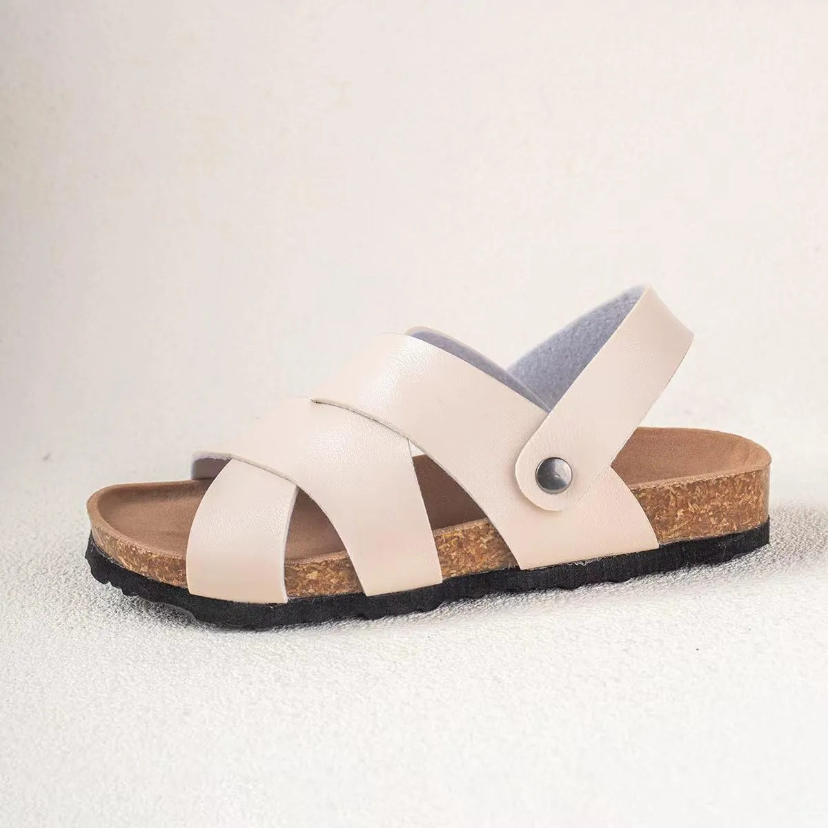Summer Kids Crossing Cork Footbed Sandals Beach Slides Open Toe Flat for Boys Girls