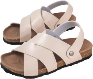 Summer Kids Crossing Cork Footbed Sandals Beach Slides Open Toe Flat for Boys Girls