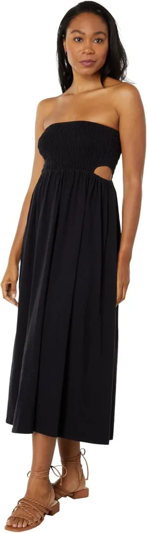 SUNDRY Smock Top Cutout Dress Black MD