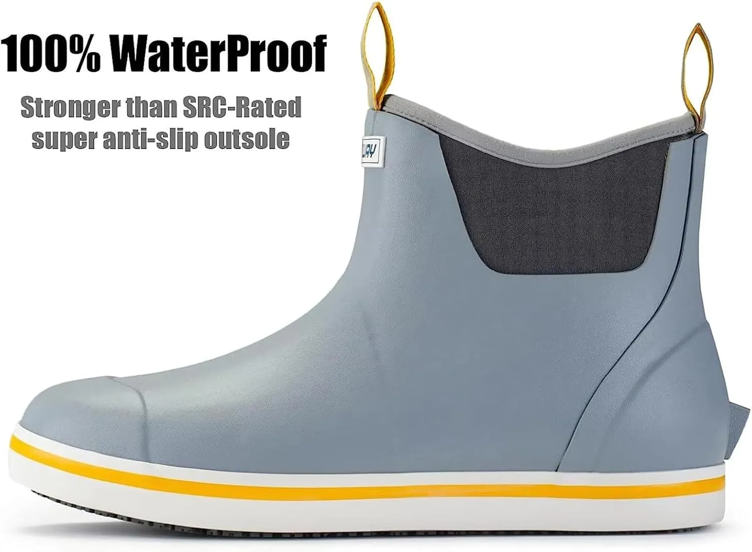 SUREWAY Men's Ankle Fishing Deck Boots for Men-Waterproof,Professional Non-Slip Soles for Wet Slippery Surface,Neoprene Rubber Rain Boot/Shoes for Hunting Boating Gardening