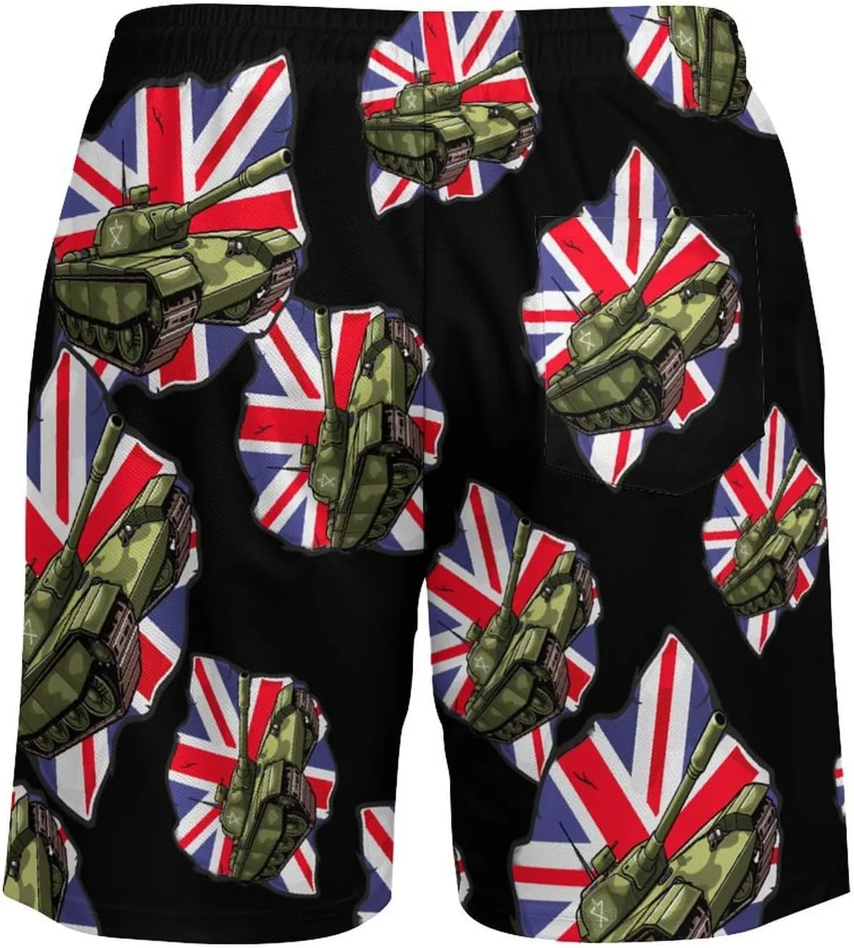 Tank British Flag WW2 Tanks Men's Swim Trunks Quick Dry Board Shorts Swimwear Beach Shorts with Compression Liner