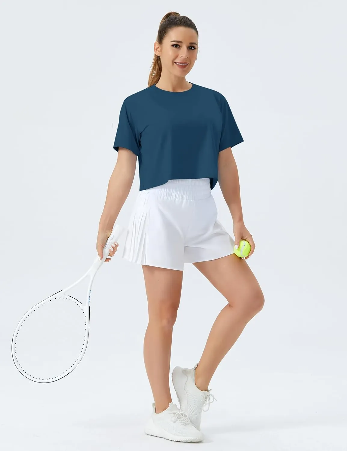 THE GYM PEOPLE Women's Workout Crop Top T-Shirt Short Sleeve Boxy Yoga Running Cropped Basic Tee