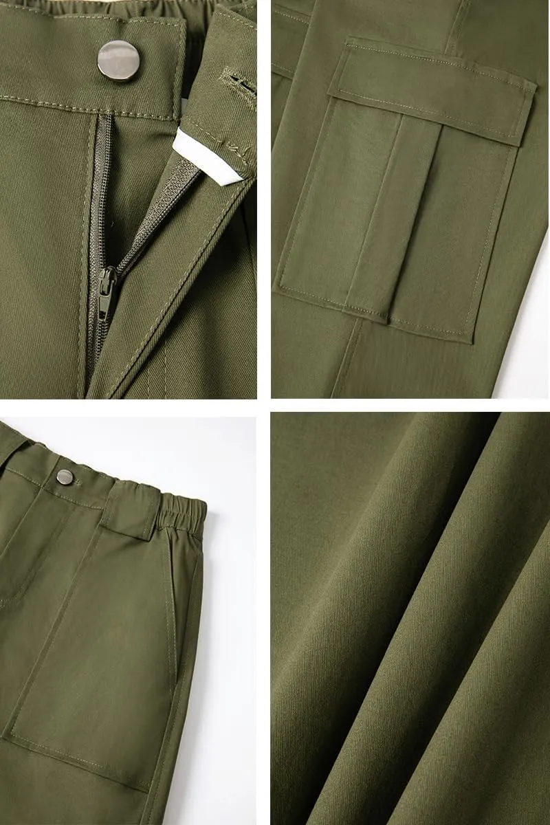 THWEI Cargo Pants for Women High Waisted Casual Baggy Stretchy Wide Leg Y2K Streetwear with 6 Pockets