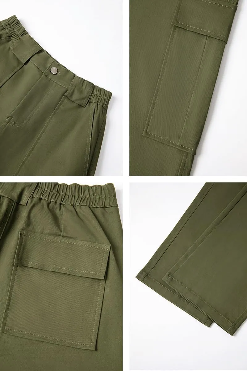 THWEI Cargo Pants for Women High Waisted Casual Baggy Stretchy Wide Leg Y2K Streetwear with 6 Pockets