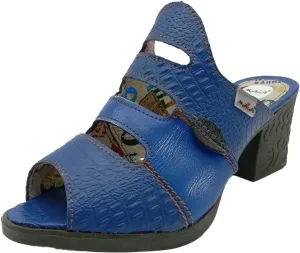 TMA EYES & MAiA Women Hollow-out Printed Leather Sandals Spliced Mid-Heeled Sandals