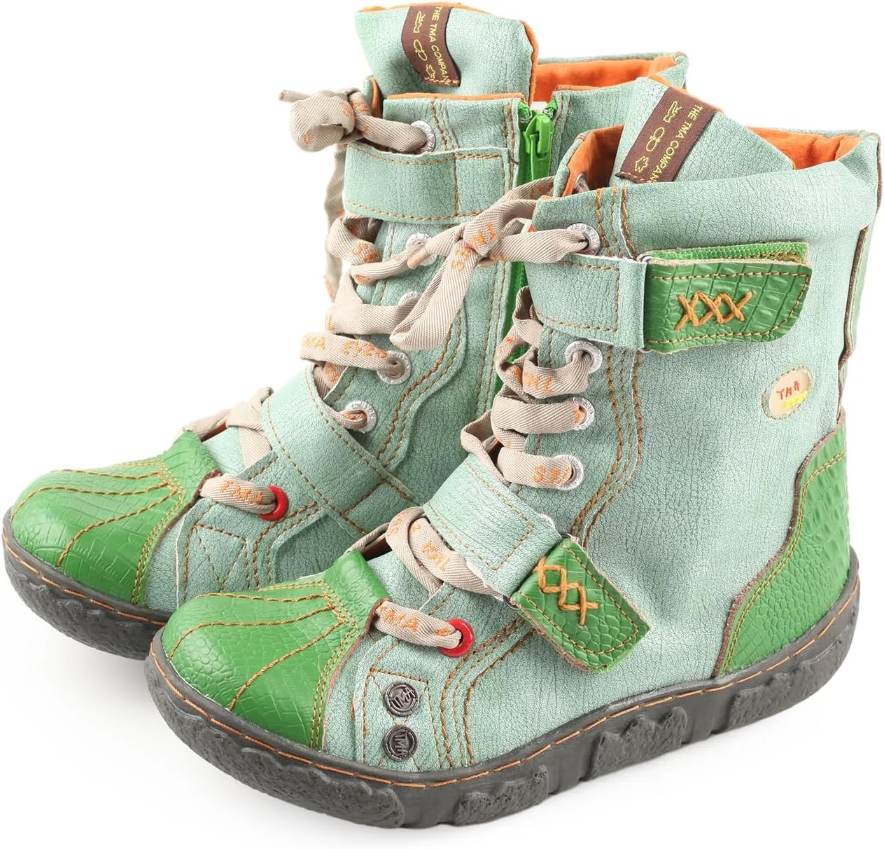 TMA EYES Women's PU Lining Flat Ankle Boots with Zipper for Casual Boots