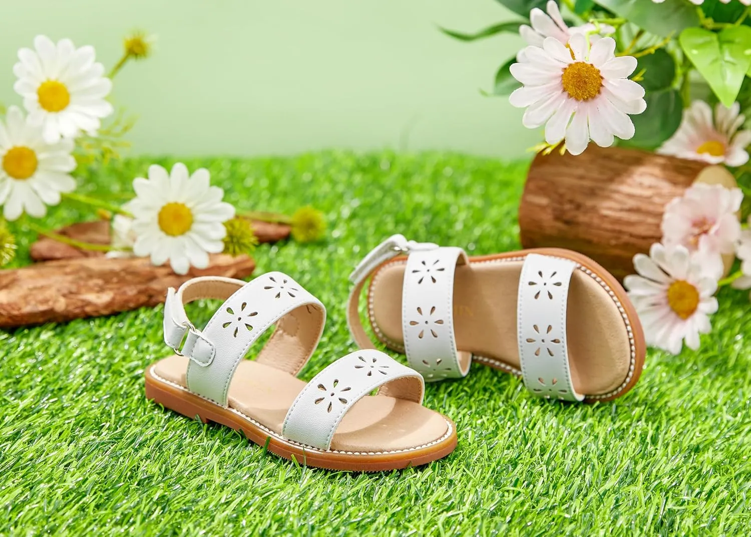 Toddler Girl Sandals - Flower Girl Dress Shoes Open Toe Little Kid Summer Flats