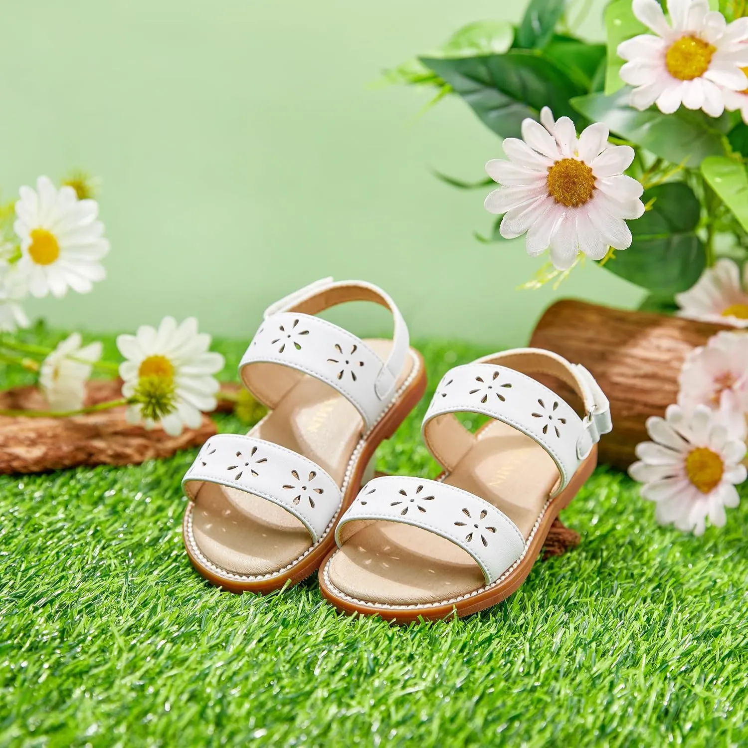 Toddler Girl Sandals - Flower Girl Dress Shoes Open Toe Little Kid Summer Flats