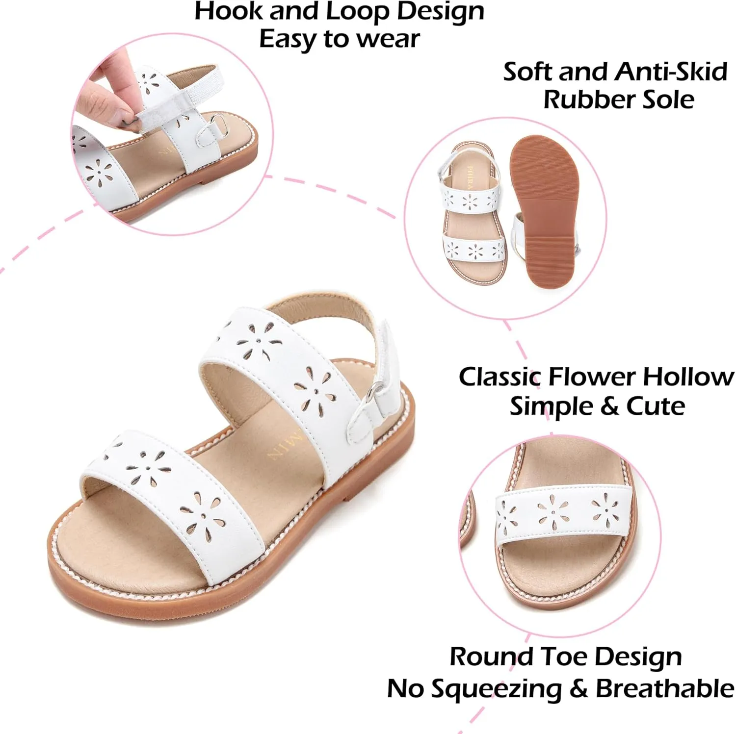 Toddler Girl Sandals - Flower Girl Dress Shoes Open Toe Little Kid Summer Flats