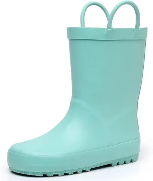 Toddler Rain Boots for Boys and Girls Waterproof Rubber Kids Rain Boots with Easy on Handles All-season