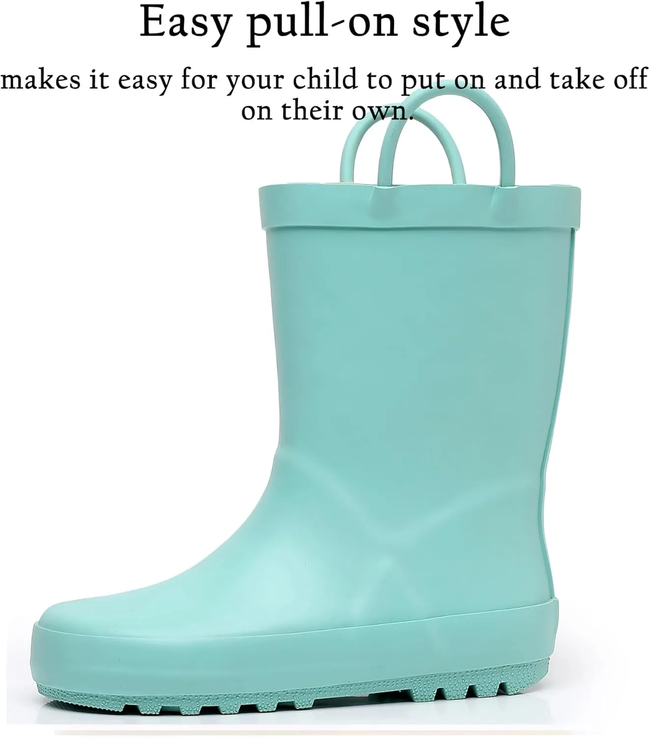 Toddler Rain Boots for Boys and Girls Waterproof Rubber Kids Rain Boots with Easy on Handles All-season