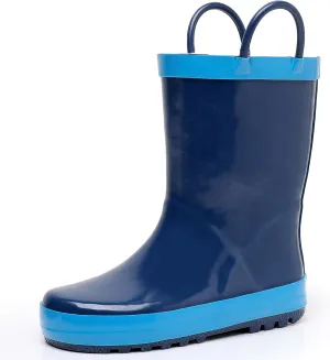 Toddler Rain Boots for Boys and Girls Waterproof Rubber Kids Rain Boots with Easy on Handles All-season