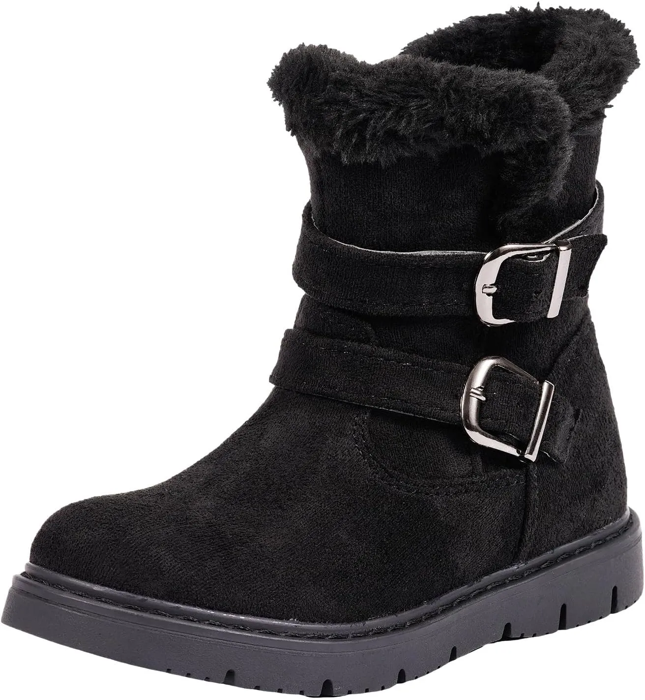 TZJS Girls Warm Winter Boots Kids Fashion Faux Fur Lined Snow Boot Side Zipper Lightweight Durable Outdoor Walking Shoes for Toddler/Little Kid