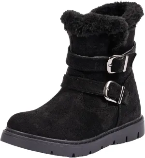 TZJS Girls Warm Winter Boots Kids Fashion Faux Fur Lined Snow Boot Side Zipper Lightweight Durable Outdoor Walking Shoes for Toddler/Little Kid